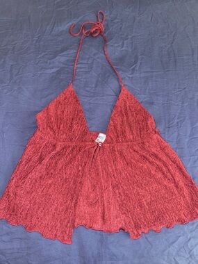 Princess Polly Red Halter Knit Tie Front Camisole